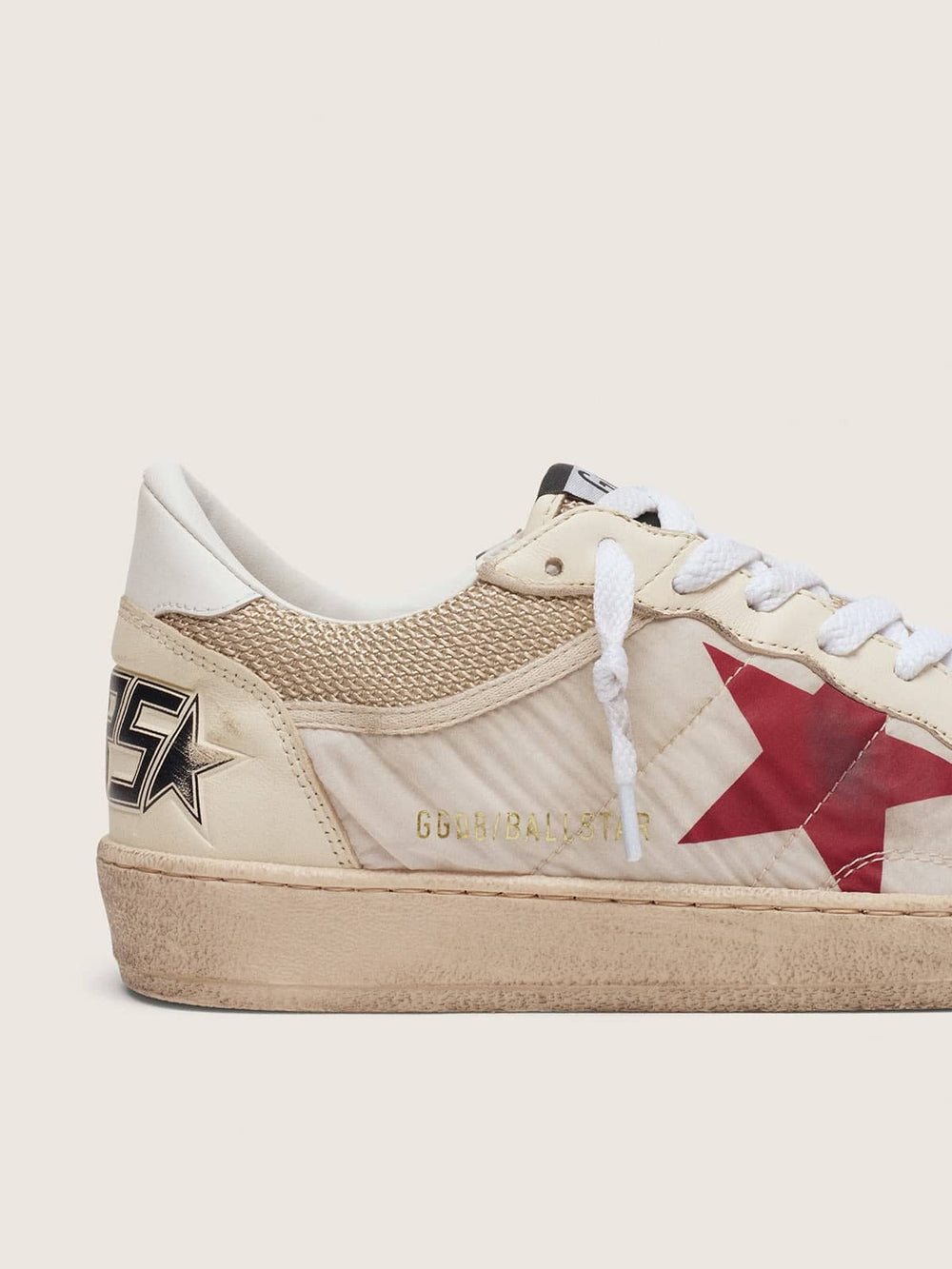 Golden Goose Ball Star in nylon and white mesh with red nylon star and white leather heel tab