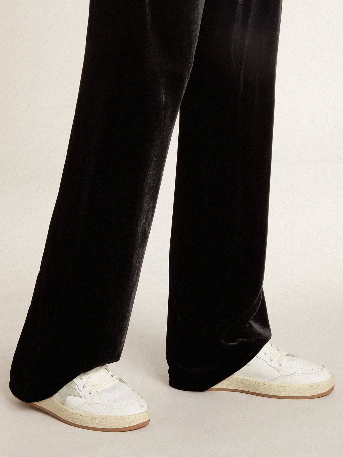 Golden Goose Ball Star with ice-gray suede star and glossy black leather heel tab