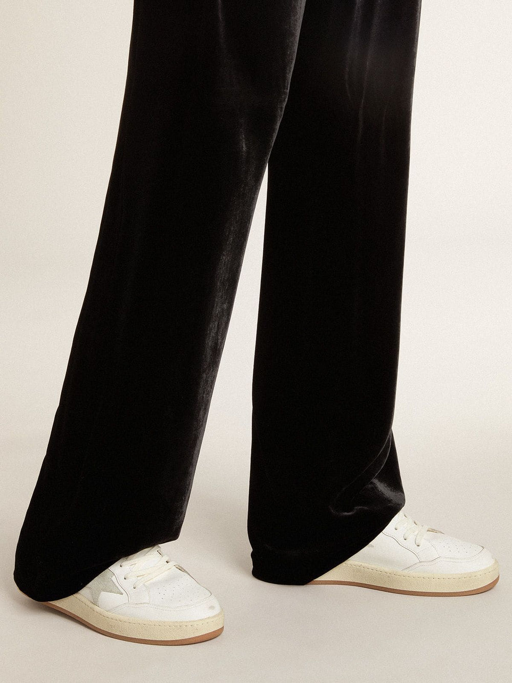 Golden Goose Ball Star with ice-gray suede star and glossy black leather heel tab