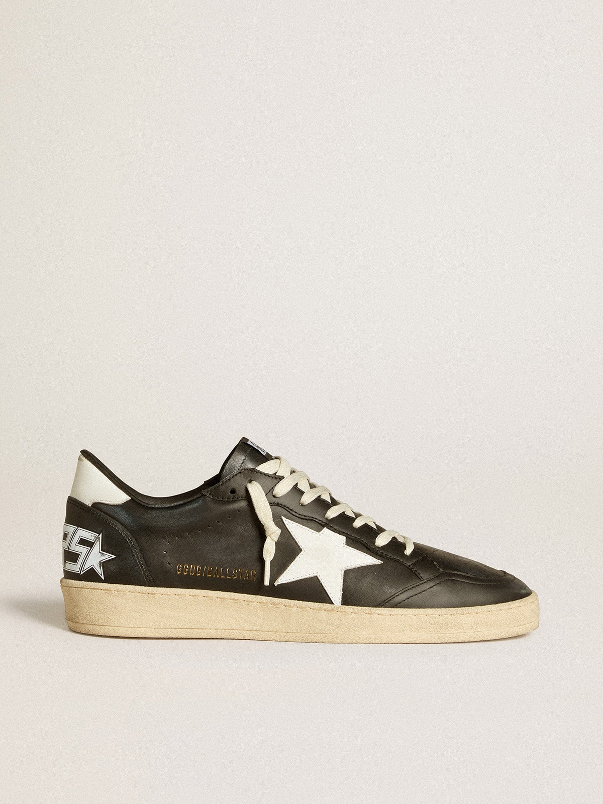 Golden Goose Men's Ball Star in black nappa with white leather star and heel tab