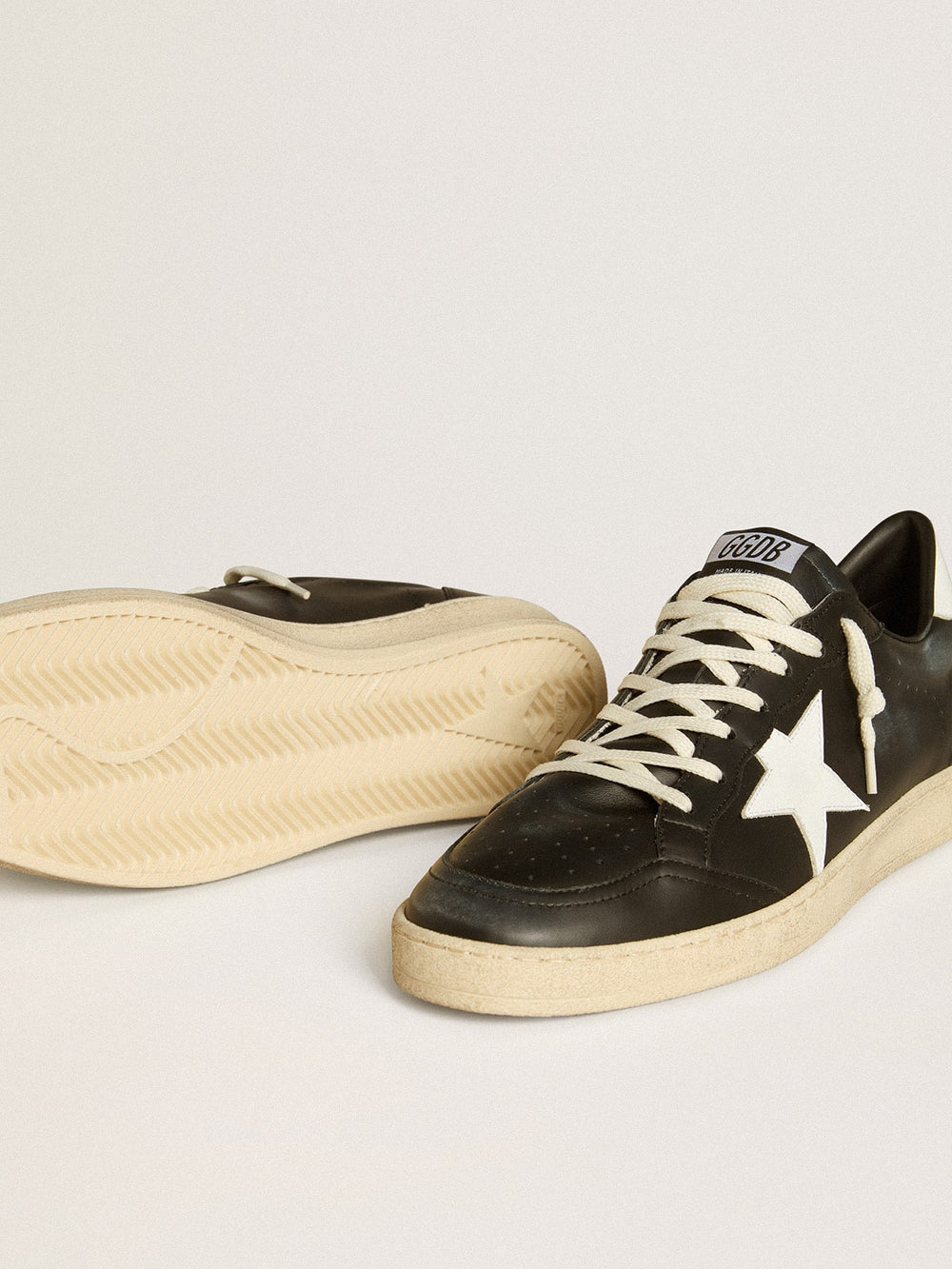 Golden Goose Men's Ball Star in black nappa with white leather star and heel tab