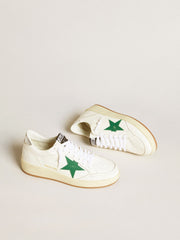 Golden Goose Men's Ball Star with green leather star and metallic leather heel tab