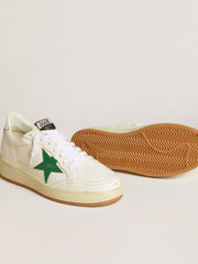 Golden Goose Men's Ball Star with green leather star and metallic leather heel tab