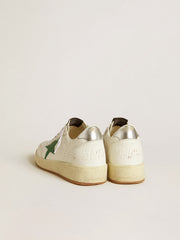 Golden Goose Men's Ball Star with green leather star and metallic leather heel tab