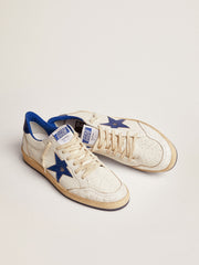 Golden Goose Men's Ball Star in white nappa with blue star and heel tab