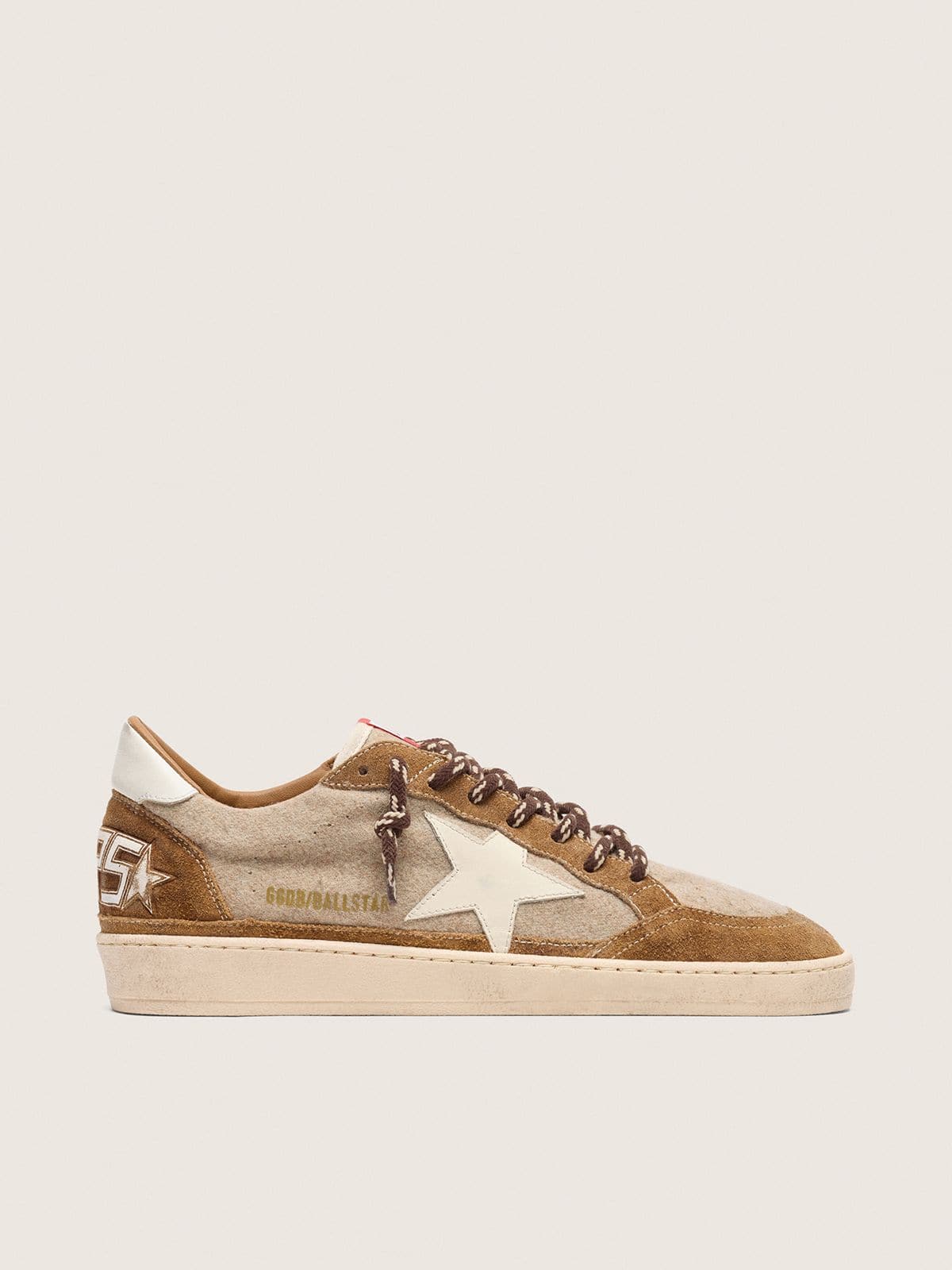 Golden Goose Men's Ball Star in wool with cream leather star and brown waxed leather inserts