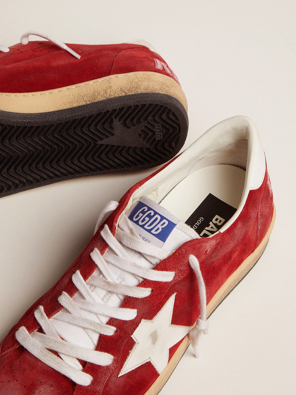 Golden Goose Men's Ball Star in dark red suede with white star and heel tab