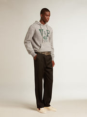 Golden Goose Men's Ball Star in beige nappa with burgundy mesh star and heel tab