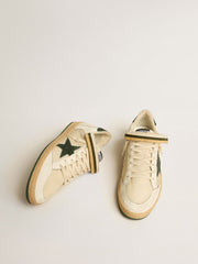 Golden Goose Ball Star in nylon and nappa with green suede star and heel tab