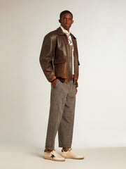Golden Goose Ball Star in nylon and nappa with green suede star and heel tab