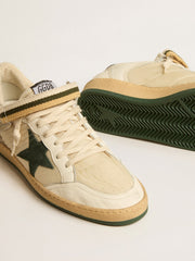 Golden Goose Ball Star in nylon and nappa with green suede star and heel tab