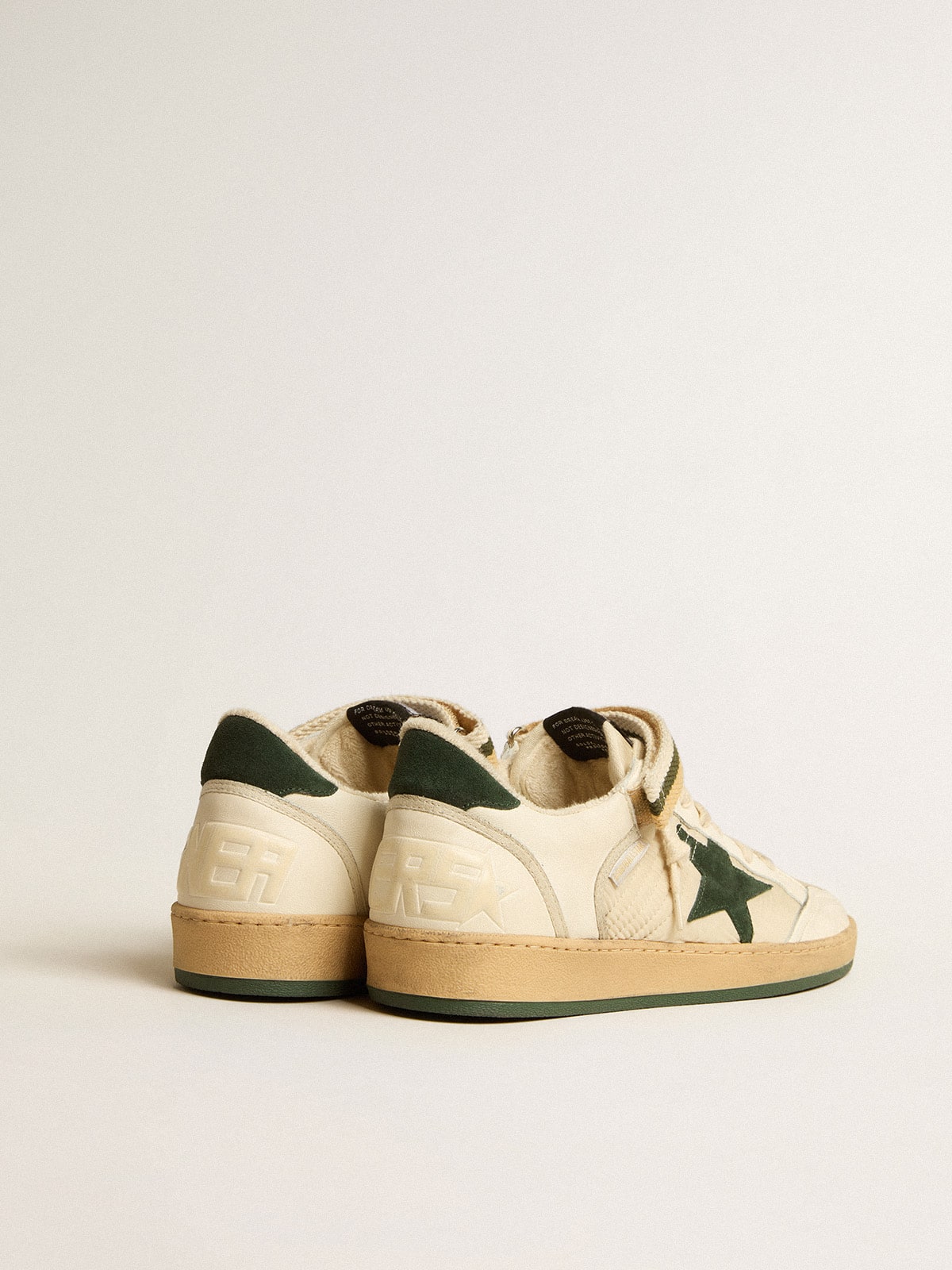 Golden Goose Ball Star in nylon and nappa with green suede star and heel tab