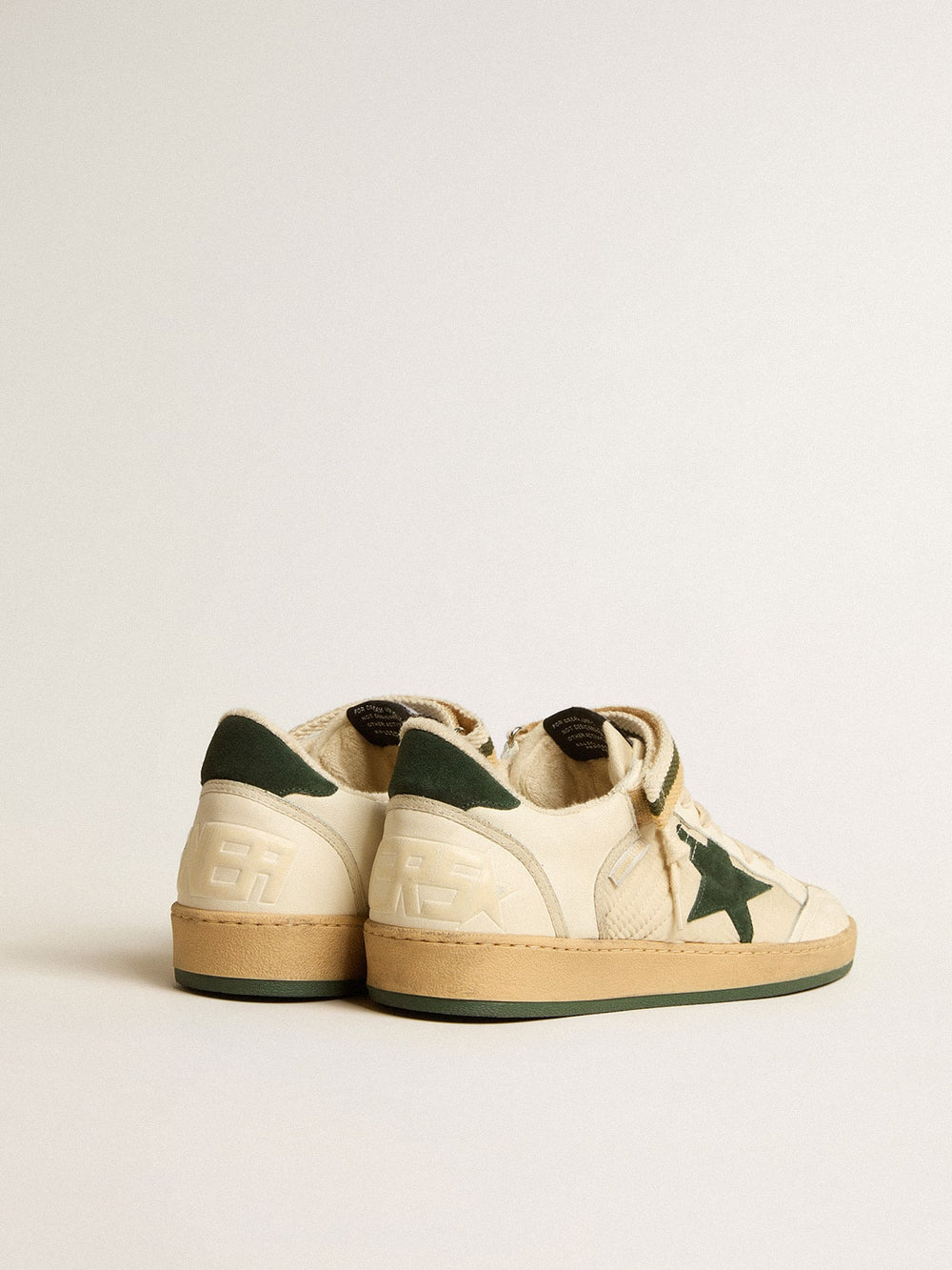 Golden Goose Ball Star in nylon and nappa with green suede star and heel tab