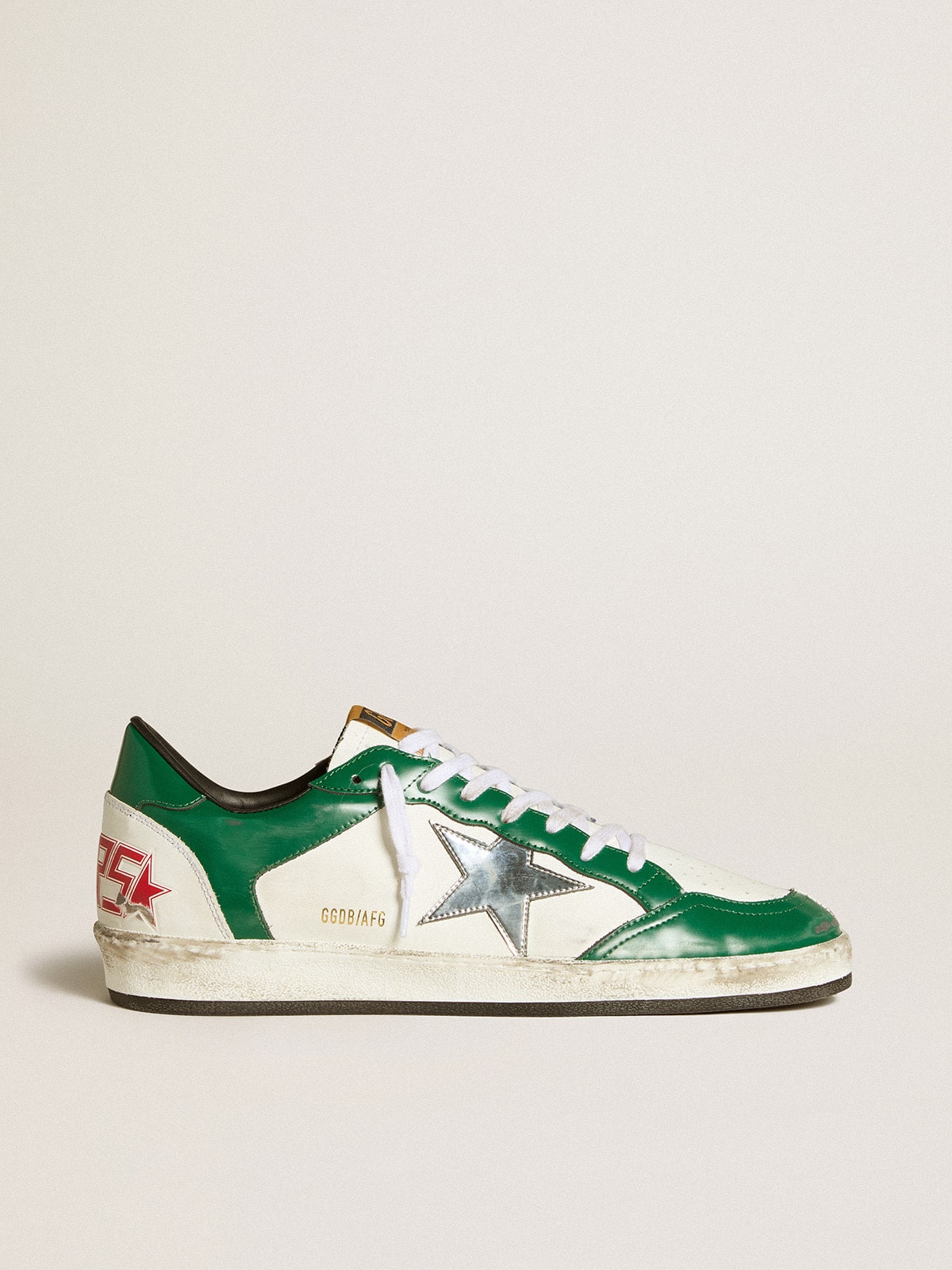 Golden Goose Men's Ball Star LAB in green and white leather with silver star