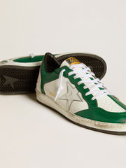 Golden Goose Men's Ball Star LAB in green and white leather with silver star