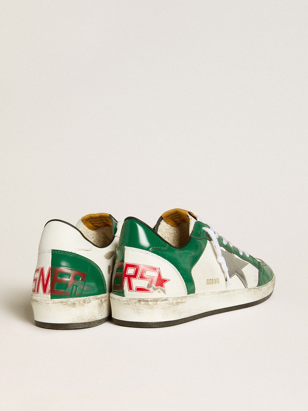 Golden Goose Men's Ball Star LAB in green and white leather with silver star