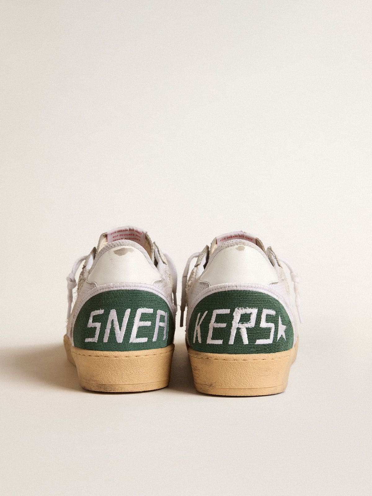 Golden Goose Ball Star LTD in white crackle leather and mesh with suede star