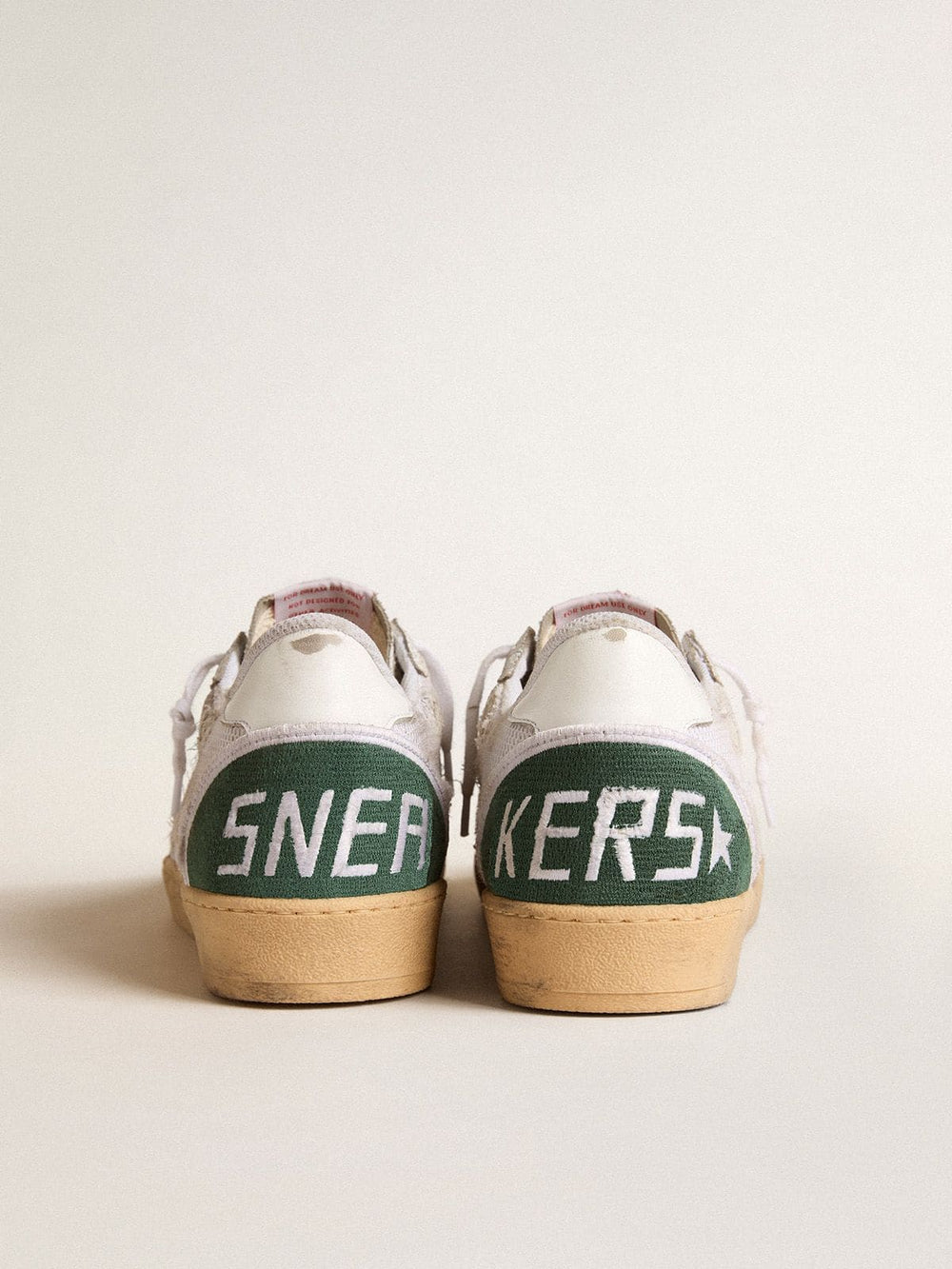 Golden Goose Ball Star LTD in white crackle leather and mesh with suede star
