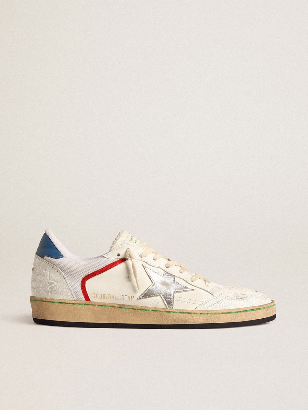 Golden Goose Ball Star in nappa and mesh with silver metallic leather star