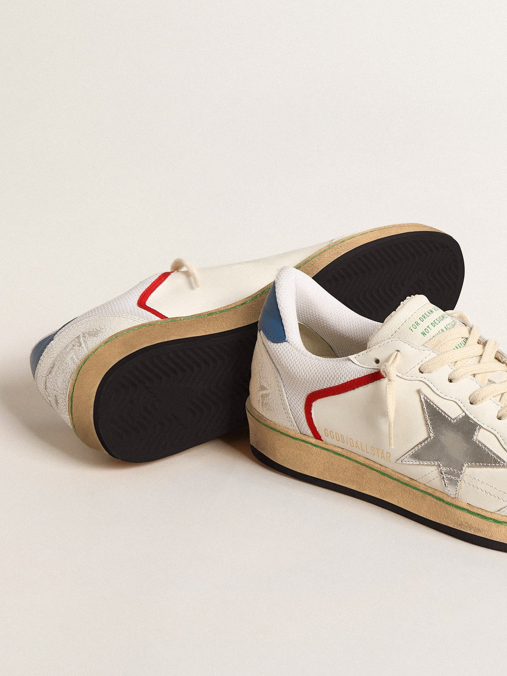 Golden Goose Ball Star in nappa and mesh with silver metallic leather star
