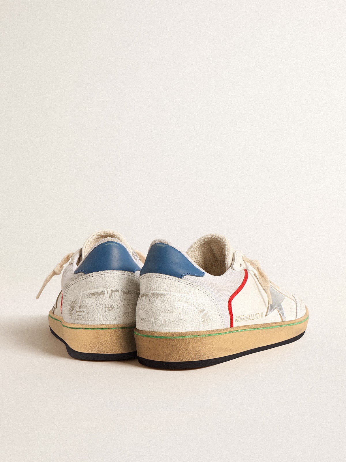 Golden Goose Ball Star in nappa and mesh with silver metallic leather star