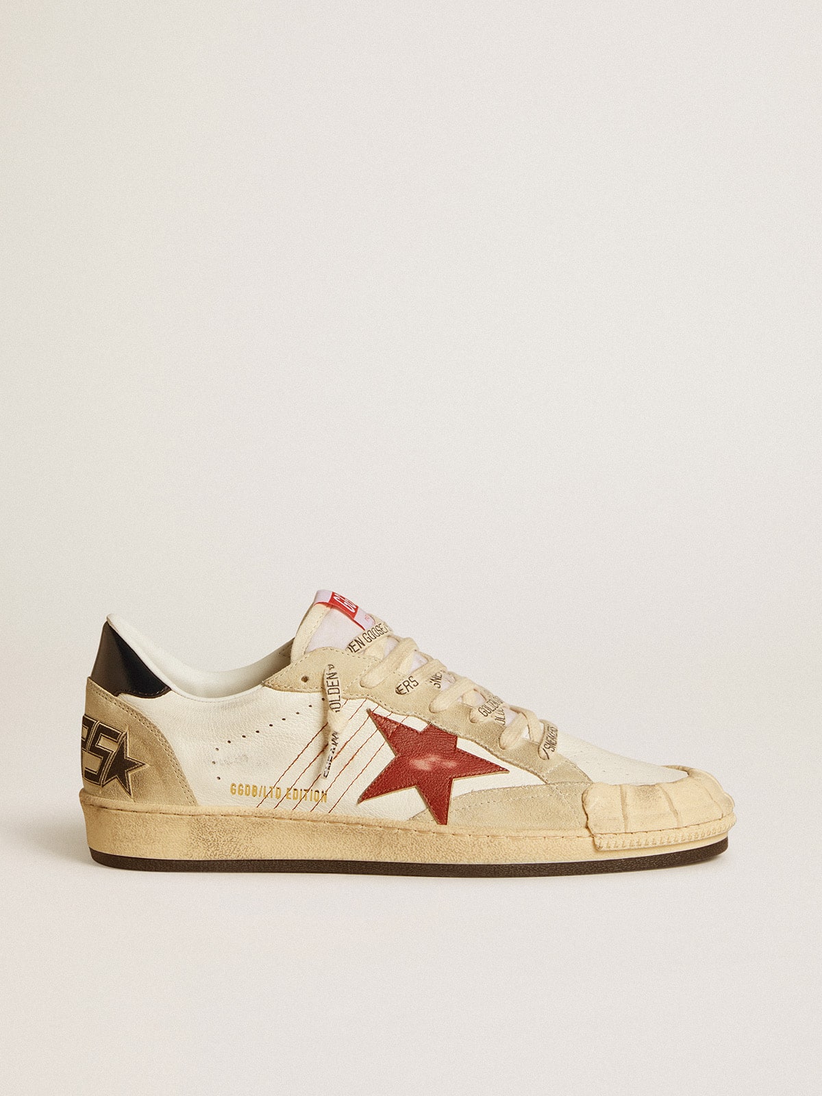 Golden Goose Men's Ball Star LTD in nappa leather with red leather star and leather heel tab