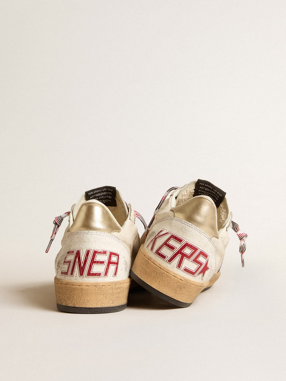 Golden Goose Men's Ball Star in nappa leather with blue suede star and platinum leather heel tab
