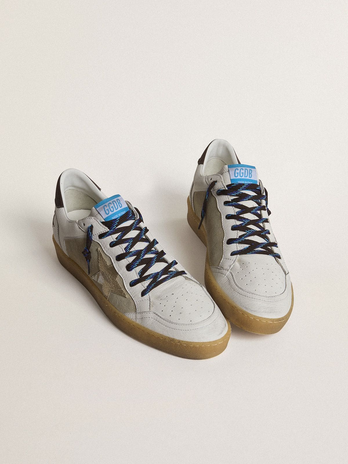 Golden Goose Ball Star LTD with foiled crackle leather star and brown leather heel tab