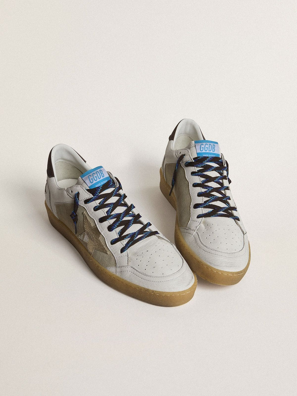 Golden Goose Ball Star LTD with foiled crackle leather star and brown leather heel tab