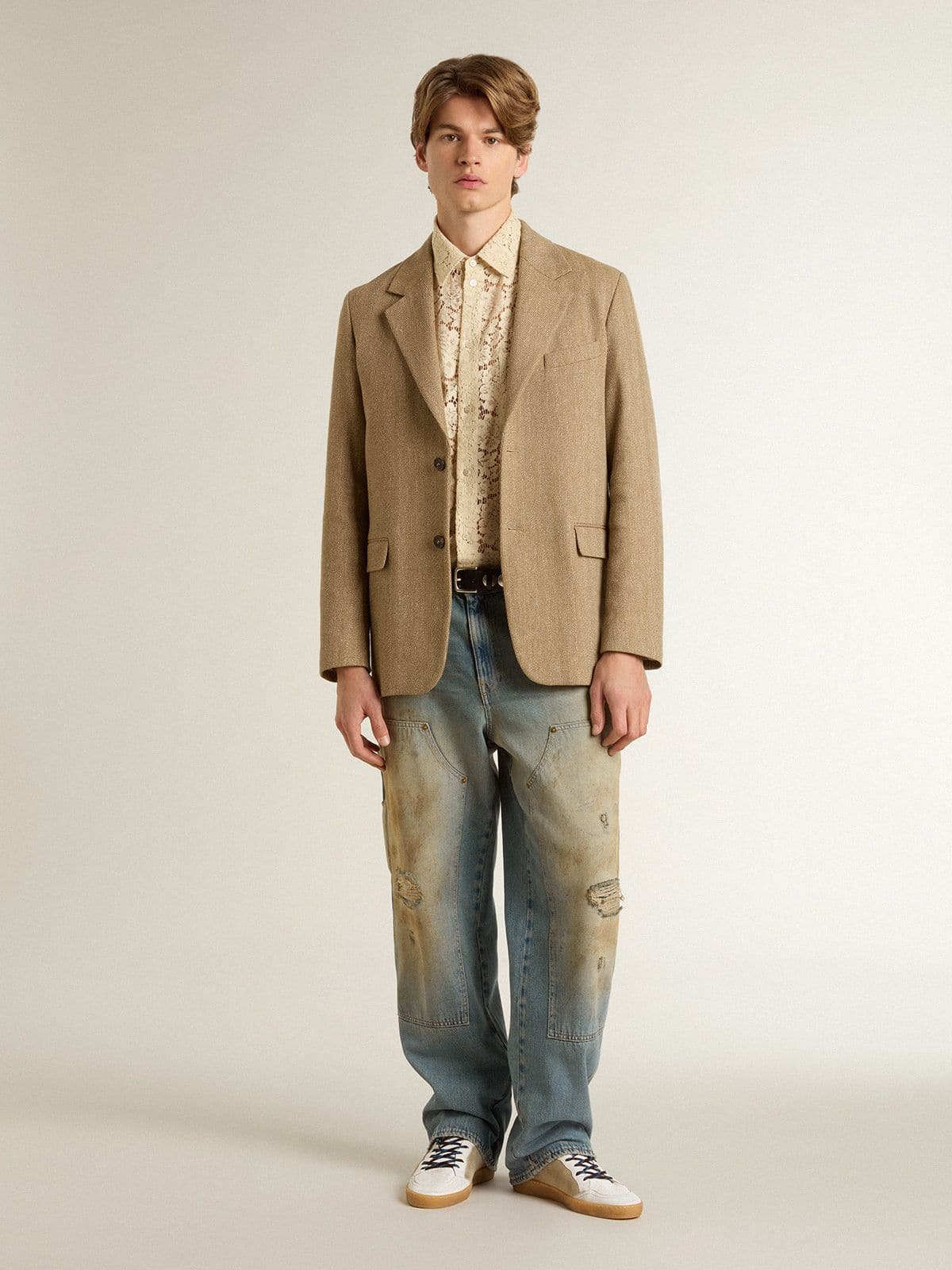 Golden Goose Ball Star LTD with foiled crackle leather star and brown leather heel tab