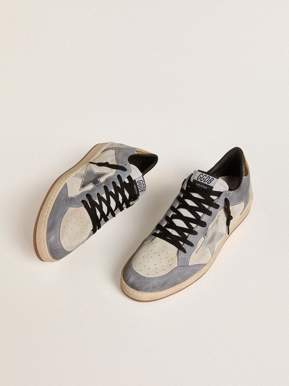 Golden Goose Men's Ball Star in suede and nubuck with silver metallic leather star and gold metallic leather heel tab