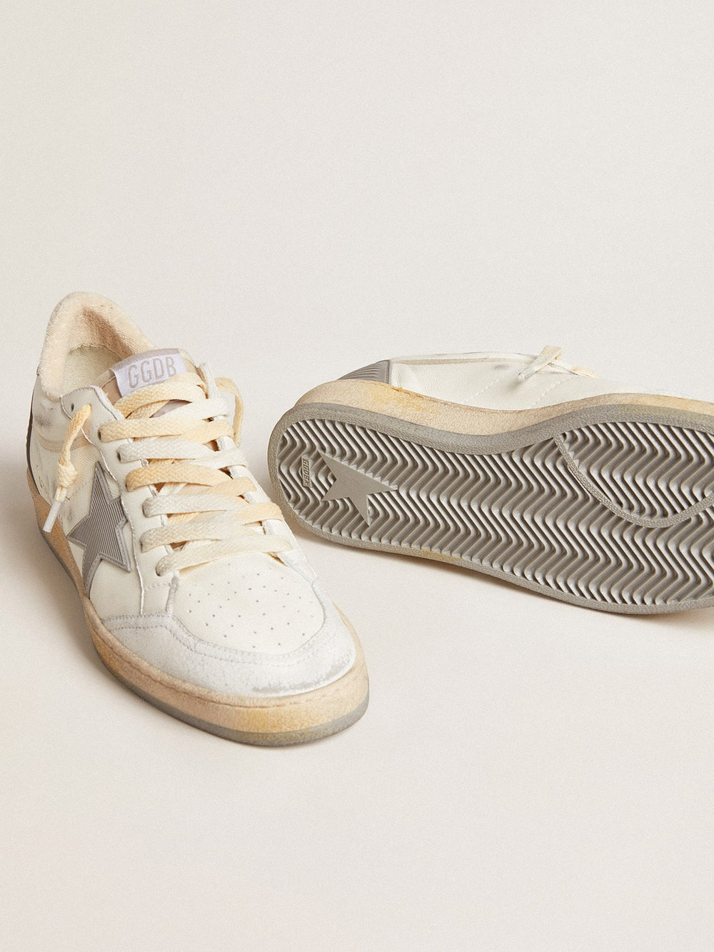 Golden Goose Ball Star in nappa with rubber star and silver leather heel tab