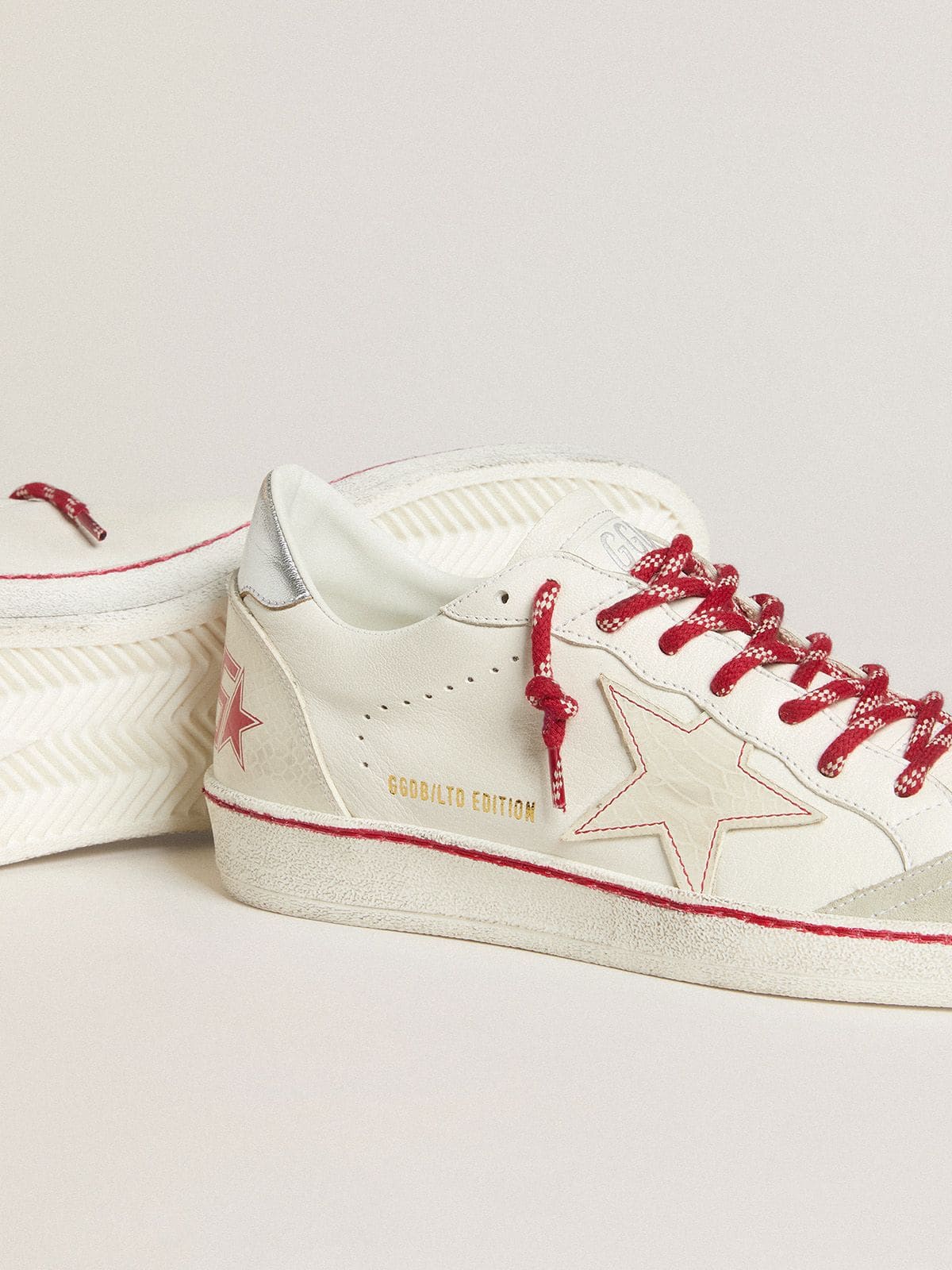 Golden Goose Men’s Ball Star LTD CNY in white leather with a lived-in effect
