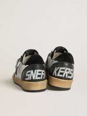 Golden Goose Men's Ball Star LTD in silver laminated leather with red suede star and black inserts