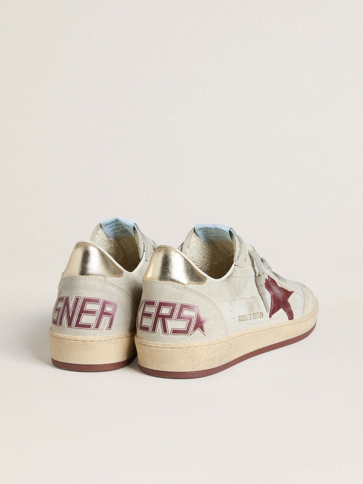 Golden Goose Men's Ball Star in crocodile-print nubuck with burgundy suede star