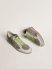 Golden Goose Men’s Ball Star in gray suede with old rose suede star and beige leather heel tab