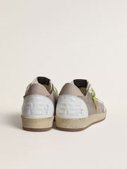 Golden Goose Men’s Ball Star in gray suede with old rose suede star and beige leather heel tab
