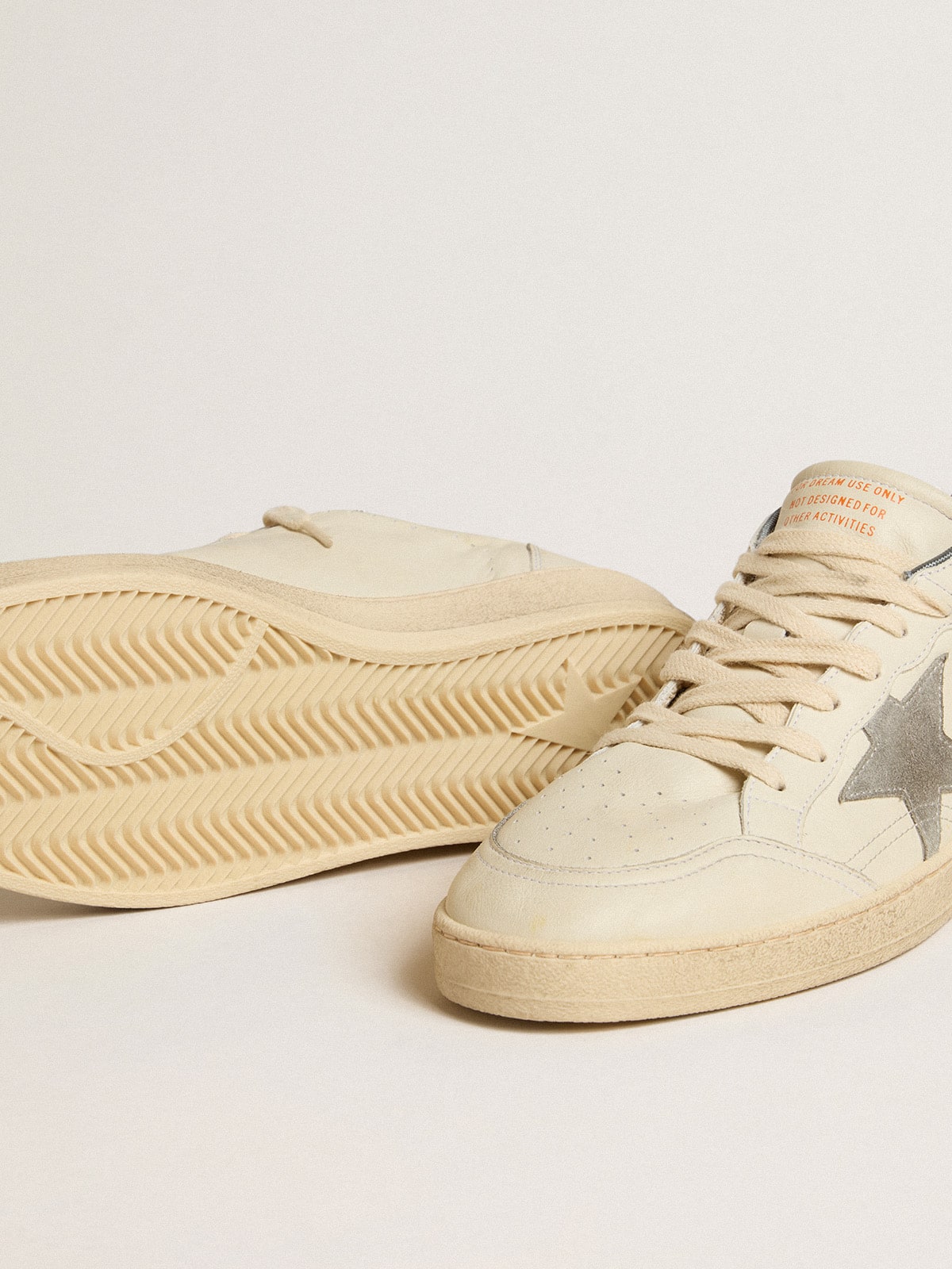 Golden Goose Ball Star in nappa leather with gray suede star and heel tab