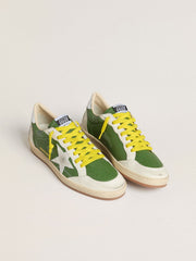 Golden Goose Ball Star LTD in green nappa leather with white suede star and metallic silver leather heel tab