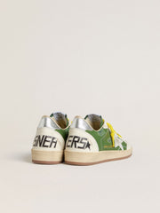 Golden Goose Ball Star LTD in green nappa leather with white suede star and metallic silver leather heel tab