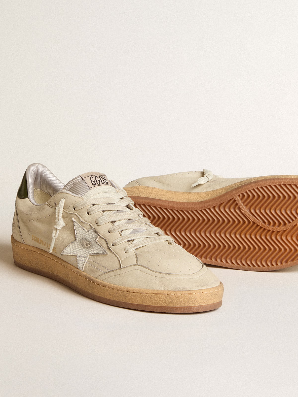 Golden Goose Men's Ball Star with silver leather star and green leather heel tab