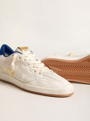 Golden Goose Ball Star in perforated nappa with white star and blue nylon heel tab