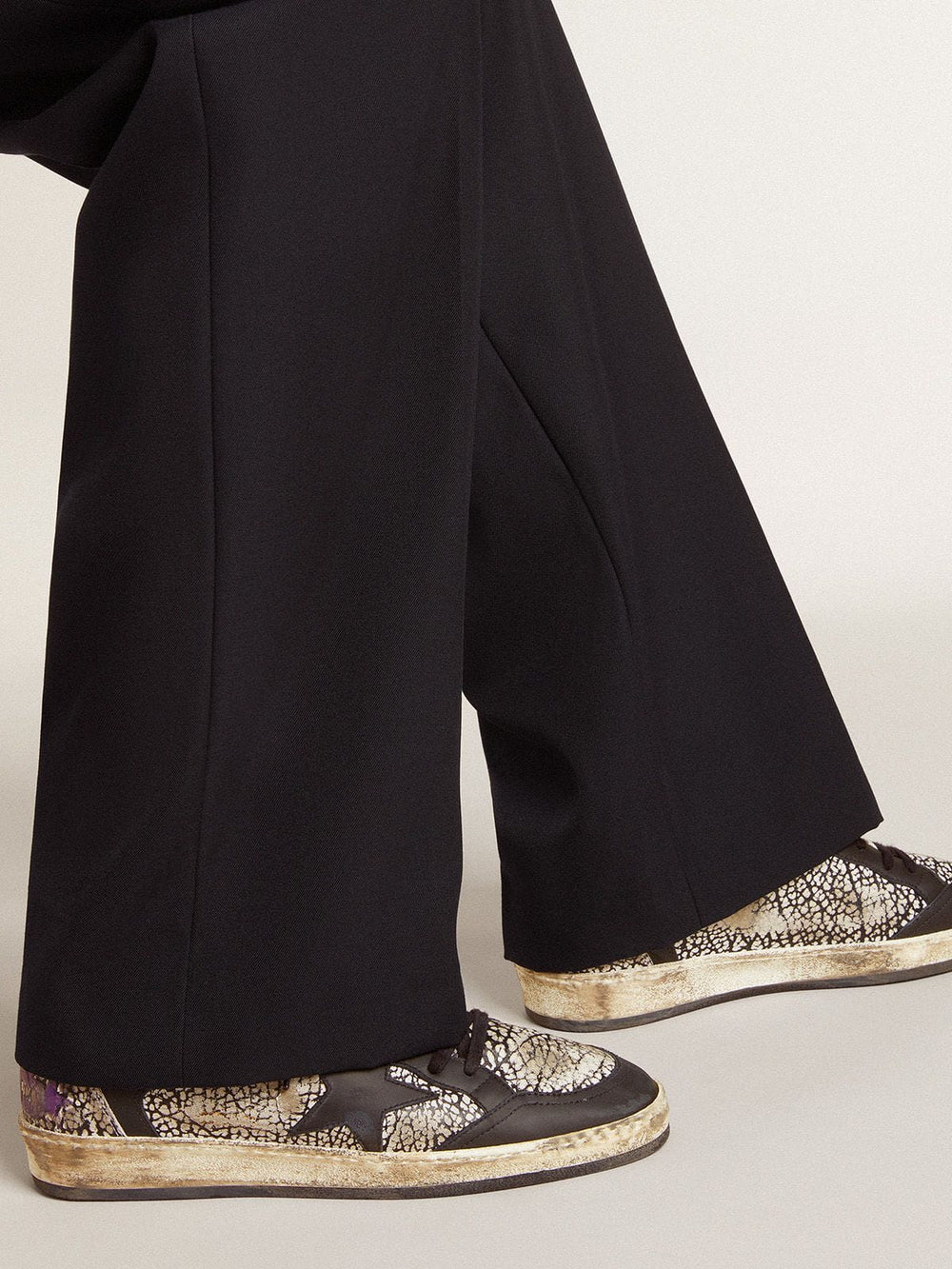 Golden Goose Men's Ball Star in elephant-print leather with black leather star