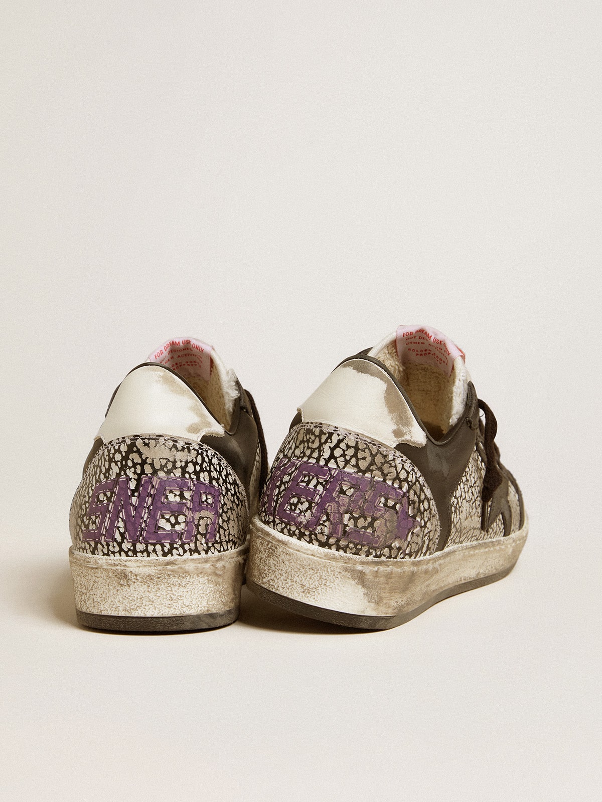 Golden Goose Men's Ball Star in elephant-print leather with black leather star