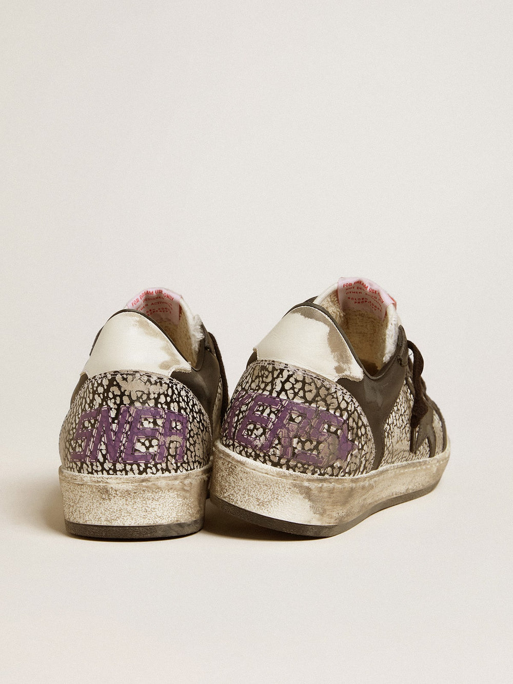 Golden Goose Men's Ball Star in elephant-print leather with black leather star