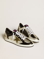 Golden Goose Men's Ball Star LAB in silver leather with brown leather star and black heel tab