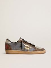 Golden Goose Men's Ball Star in nubuck and suede with gold metallic star