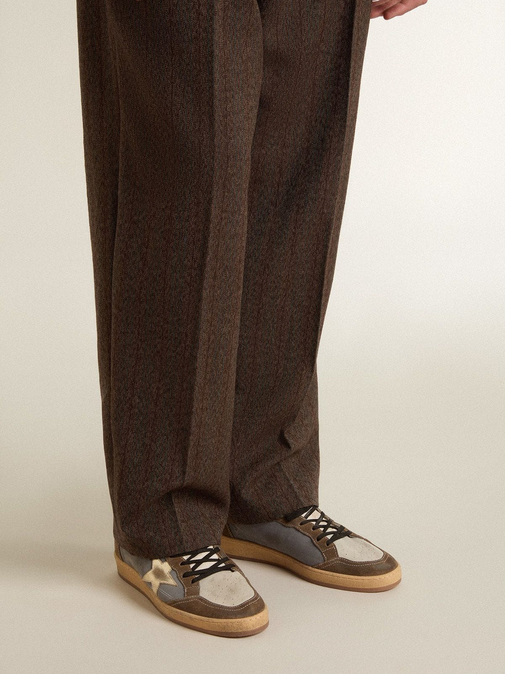 Golden Goose Men's Ball Star in nubuck and suede with gold metallic star