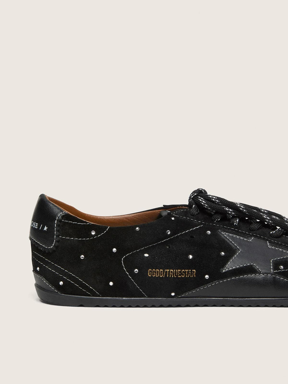 Golden Goose Men's True-Star in black suede with Swarovski crystals and black leather star