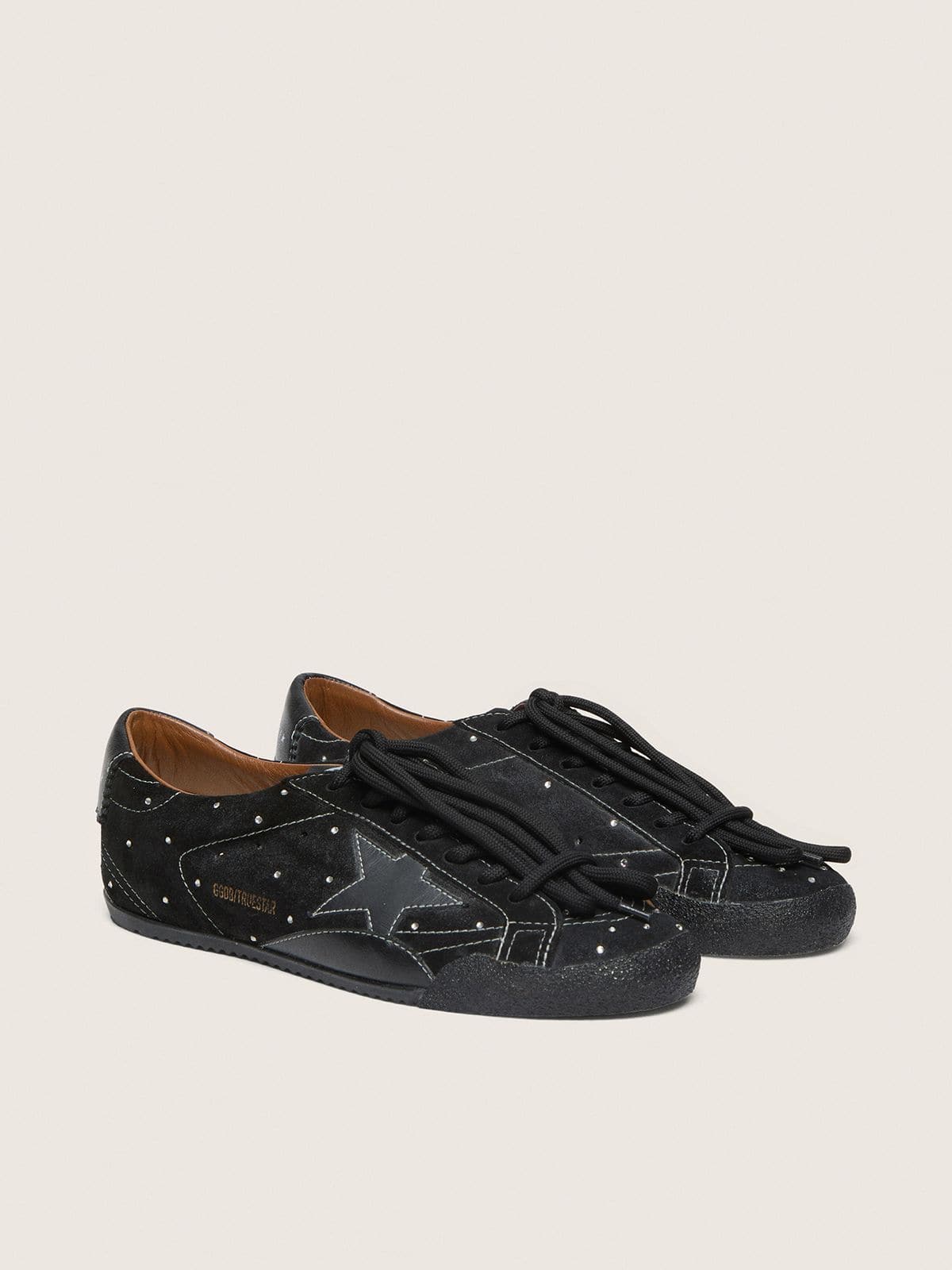 Golden Goose Men's True-Star in black suede with Swarovski crystals and black leather star